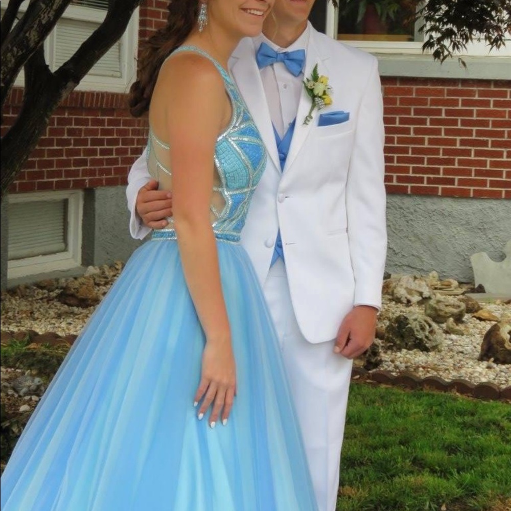 Blue Prom Dress with Blue Earrings - Picture 3 of 12